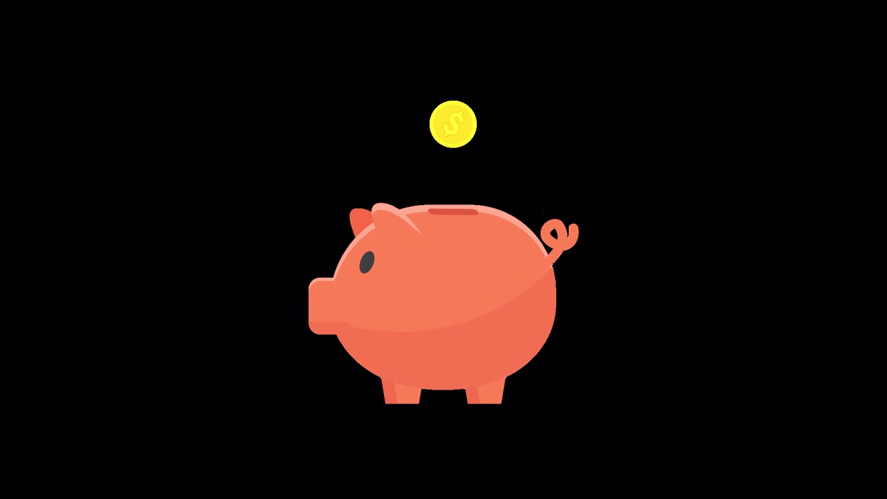 Coins Dropping into a Pink Piggy Bank Animation
