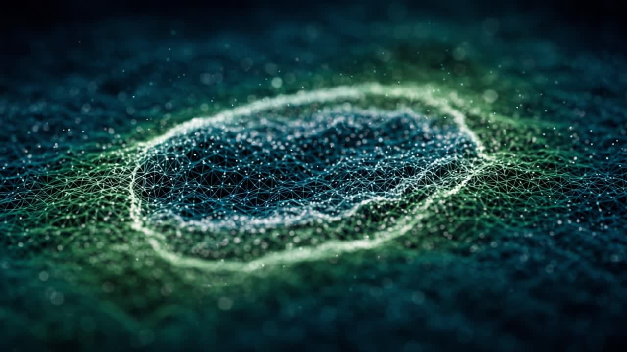 A Stunning Visualization of a Glowing Energy Sphere Surrounded by a Dynamic, Sparkling Mesh of Particles Capturing the Essence of Digital Creativity and Innovation