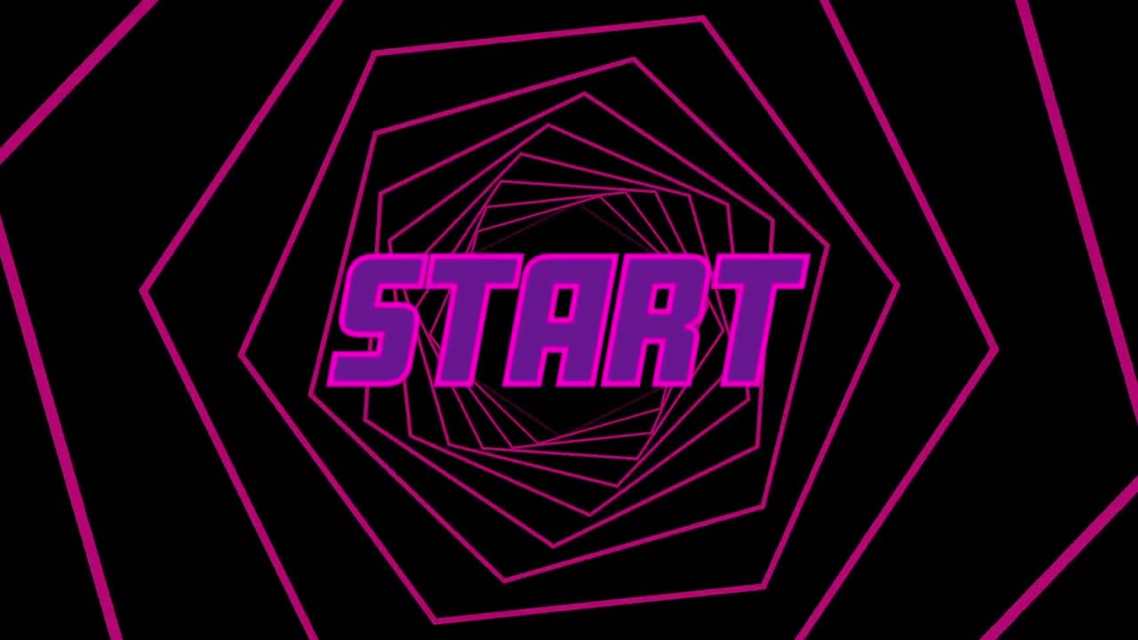Animation of start over tunnel made of hexagons and black background