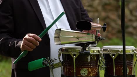 drum musician playing specific rhythms, close up