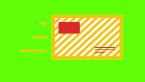 animation of an orange envelope post letter in a green screen background