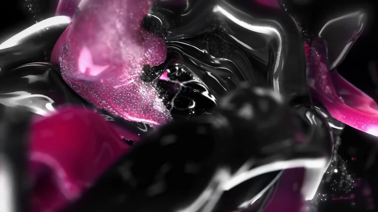 Dynamic Black and Magenta Liquid Shapes Swirling Abstractly