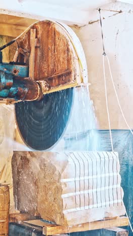 granite sawing machine in a factory