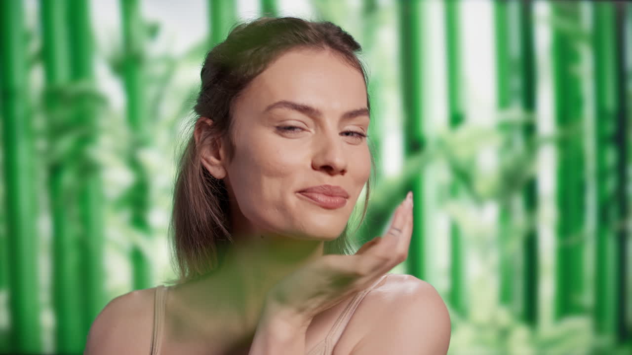 Portrait of a Woman with Bamboo Background