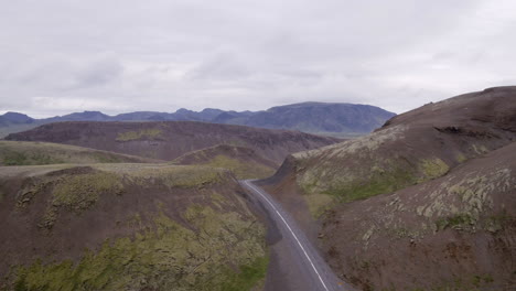 nesjavellir landscape aerials in iceland tracking a road through the landscape