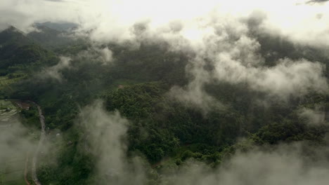 un impresionante paisaje aéreo de una montaña de selva tropical verde y exuberante