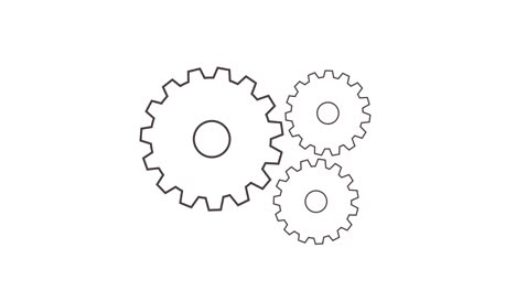 engine gears wheels rotating animation on blueprint animation. working process concept. symbol of teamwork with alpha channel