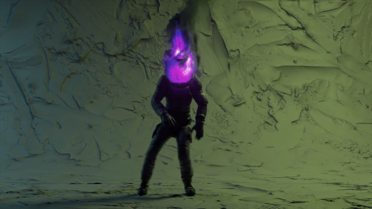 Astronaut in a purple glow