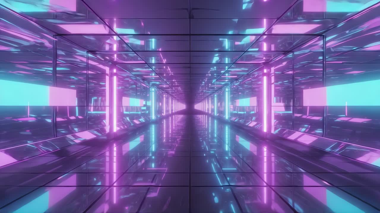 Futuristic Tunnel with Neon Lights