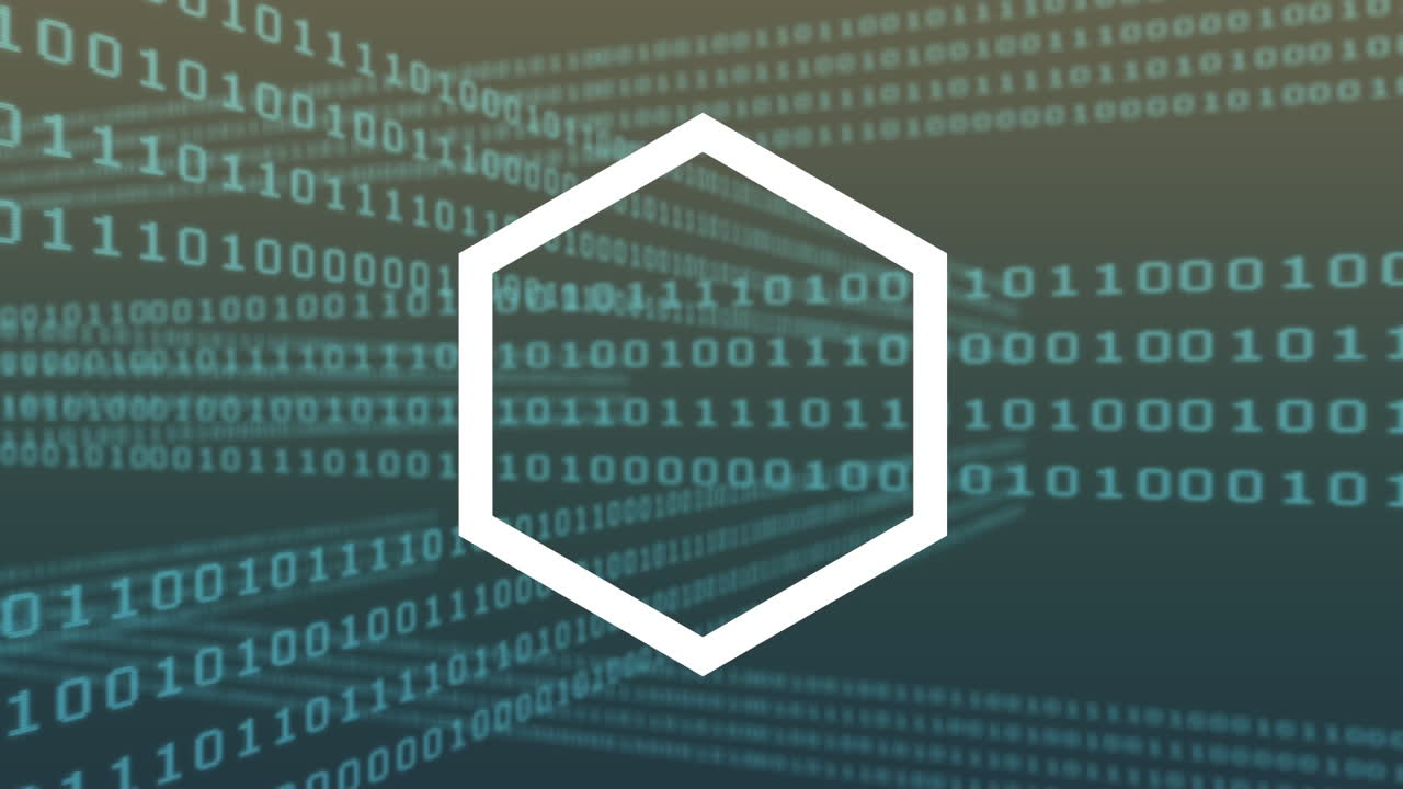 Animation of white hexagons over data processing