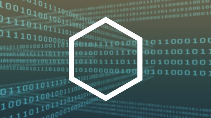 Animation of white hexagons over data processing