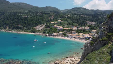 aerial:  agios nikitas beach in greek island lefkada