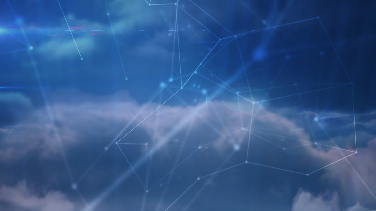 Animation of network of connections over sky
