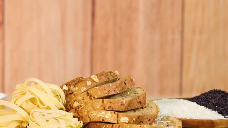 variety of healthy grains and bread