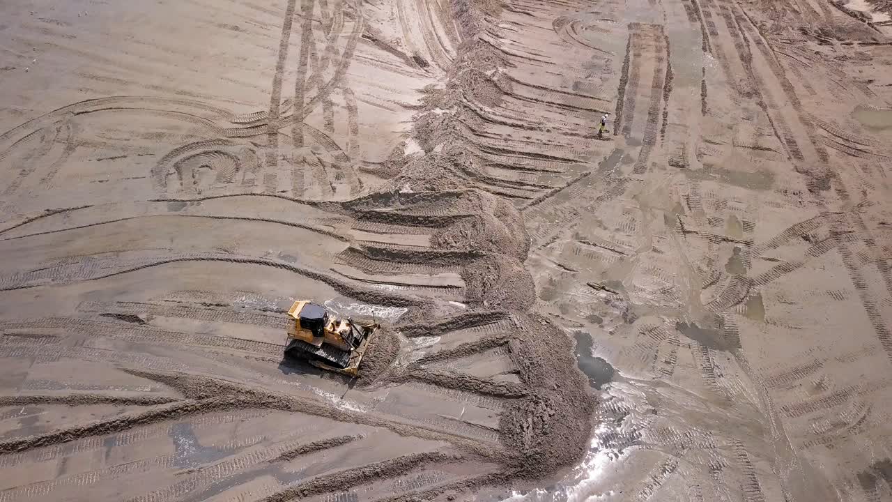 toma aérea de dragado de playa
