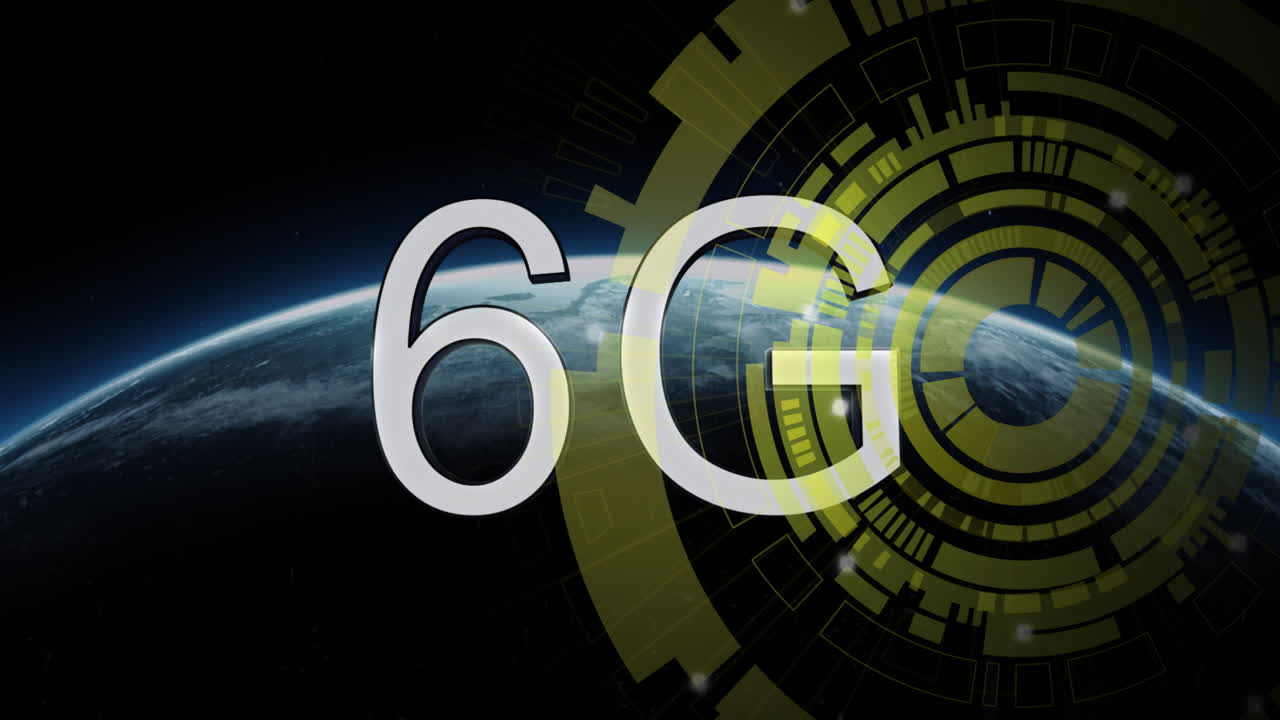 animación de texto 6g y procesamiento de datos sobre el escaneo de alcance