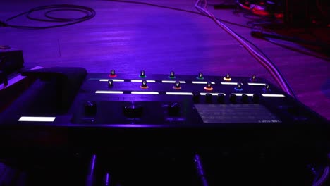 zoom on a professional music system on a empty stage