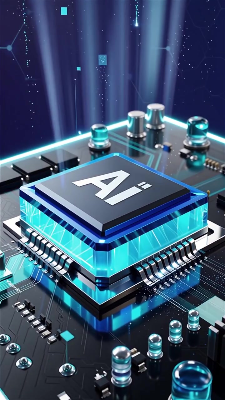 Futuristic AI Chip Motherboard Technology Background