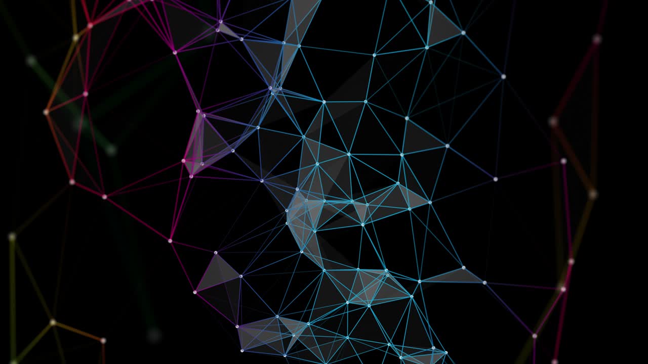 Futuristic plexus animation with glowing triangles in slow motion, 4096x2304 loop 4K