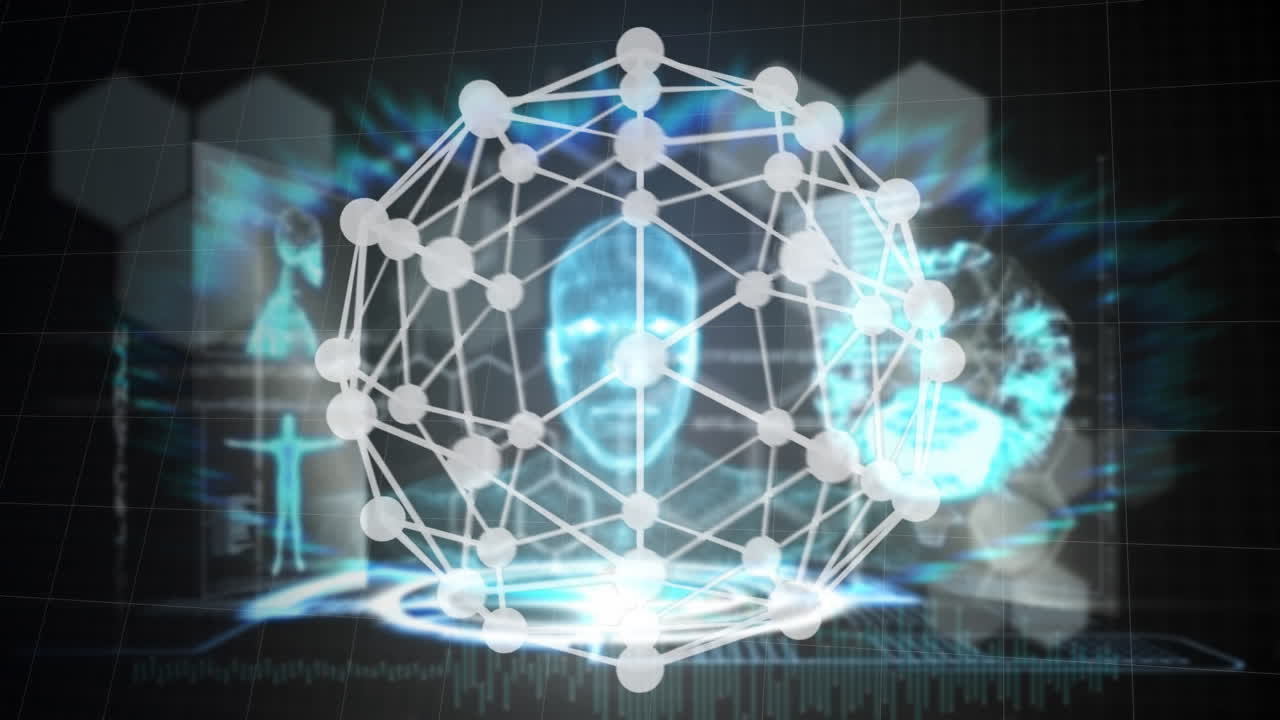 의료 데이터 처리에 대항하여 지구를 형성하는 연결 아이콘의 웹