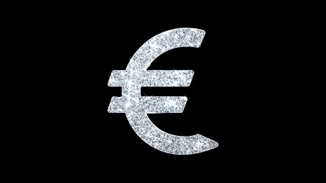 uro european currency icon shining glitter loop blinking particles .