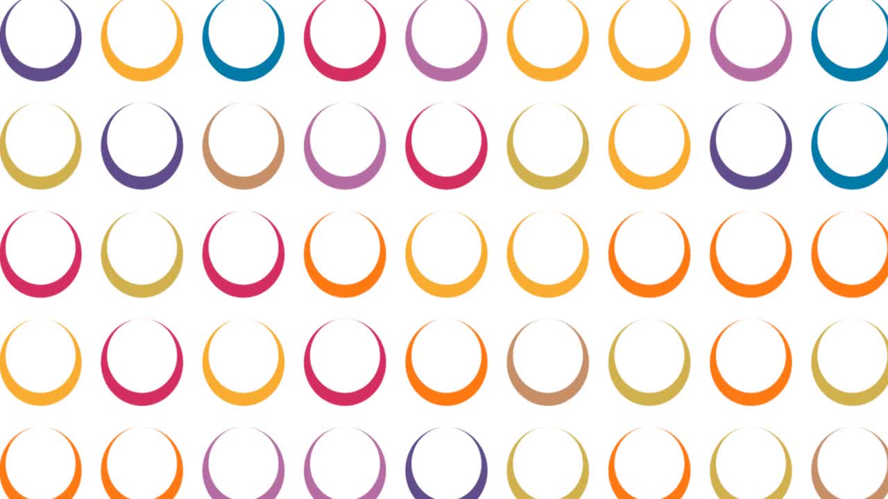 animación digital de múltiples formas circulares coloridas contra un fondo negro