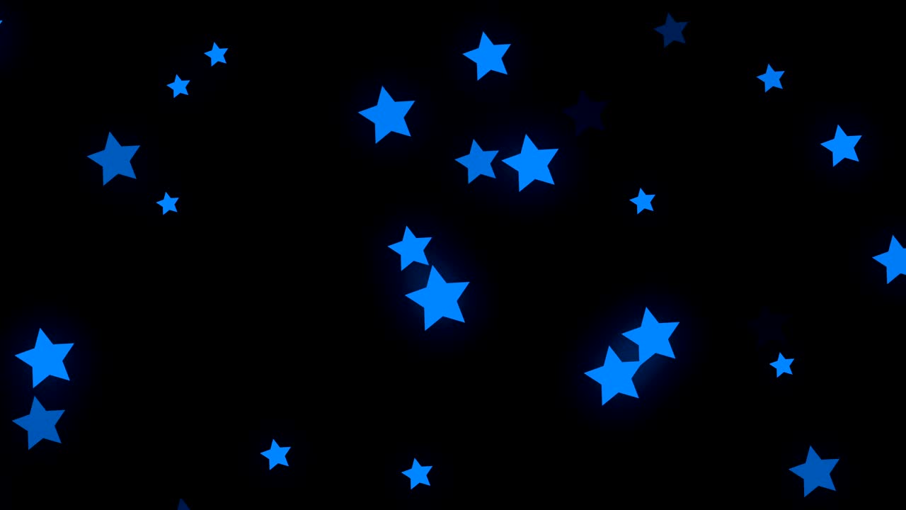 animación de estrellas azules brillantes que parpadean y se mueven en movimiento hipnótico sobre un fondo negro