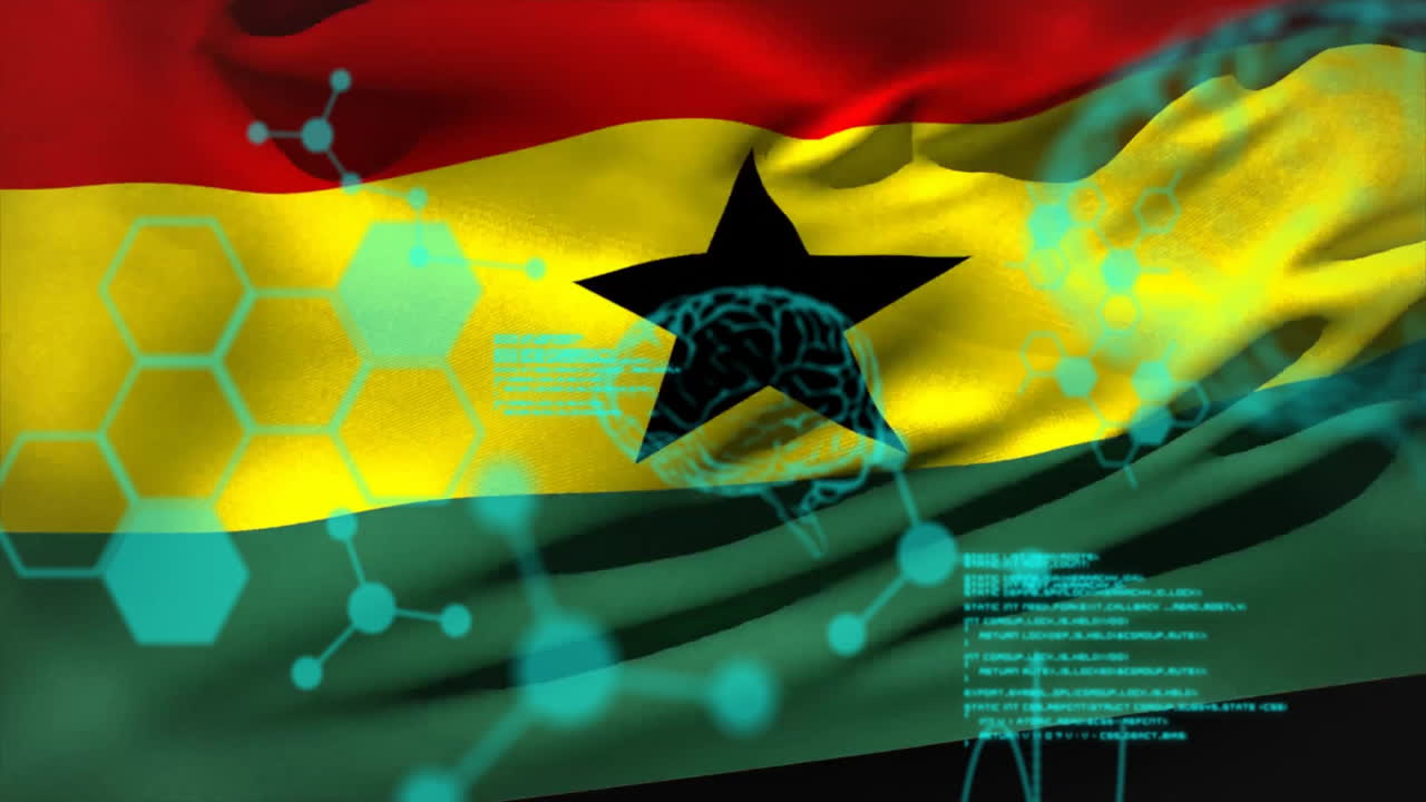 가나의 발 위에 뇌와 분자와 함께 데이터 처리의 애니메이션