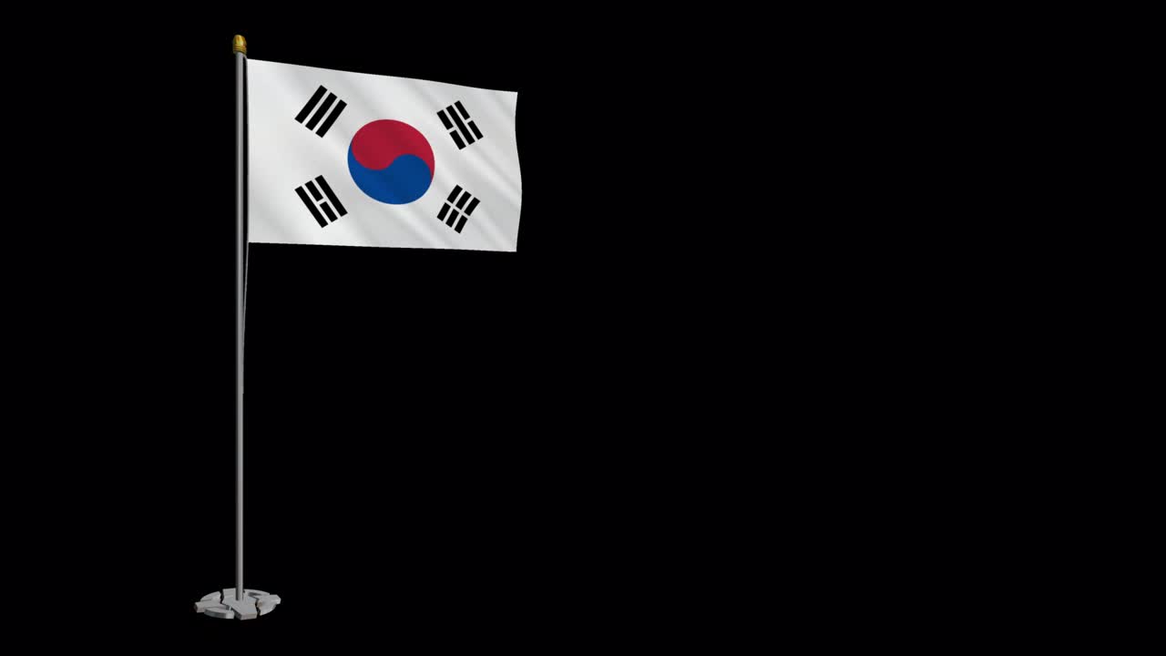 바람에 날아다니는 한국 발의 루프 비디오, 4k의 느린 동작 비디오, 알파 채널