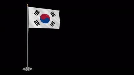 video de bucle de la bandera de corea del sur revoloteando en el viento, video en cámara lenta de 4k, con canal alfa