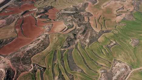 fondo abstracto hierba verde y suelo rojo españa paisaje agrícola