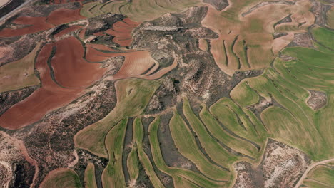 abstract background green grass and red soil spain agricultural landscape