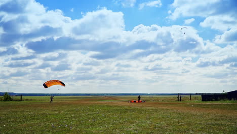 skydiving in a field