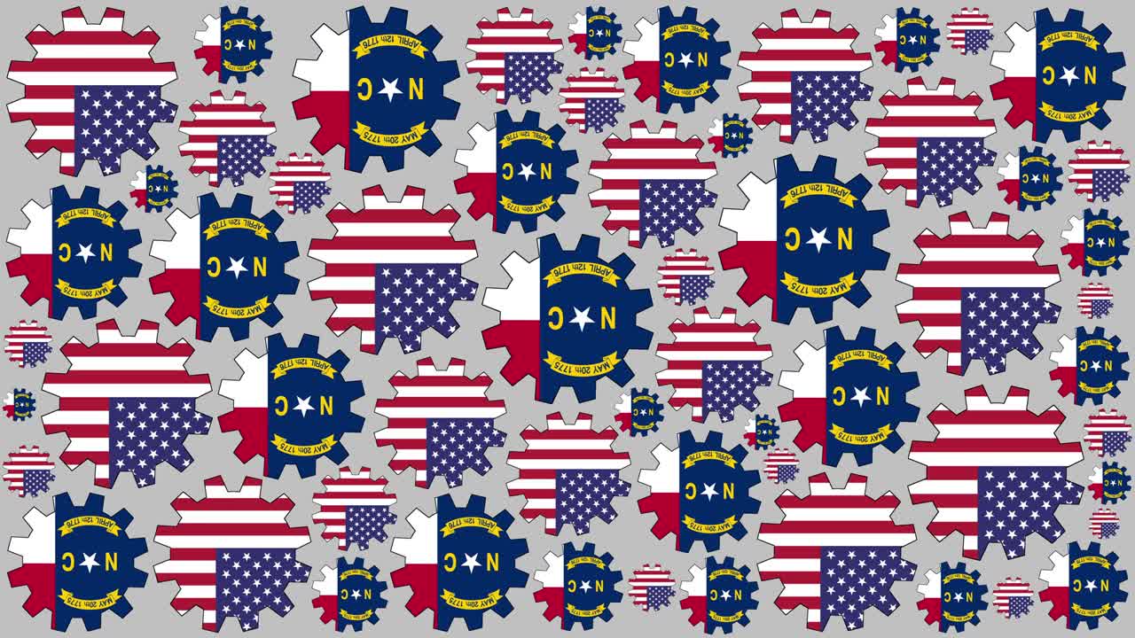 미국과 노스 캐롤라이나의 발 기어 스피닝 배경