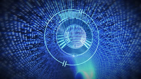 animación del escaneo de alcance sobre el túnel digital azul