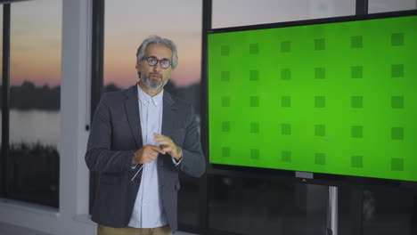 presentación de negocios con pantalla verde