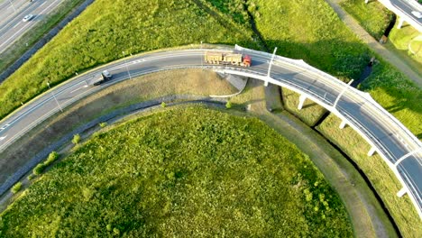 multi-level road with different turns and driving car tracks