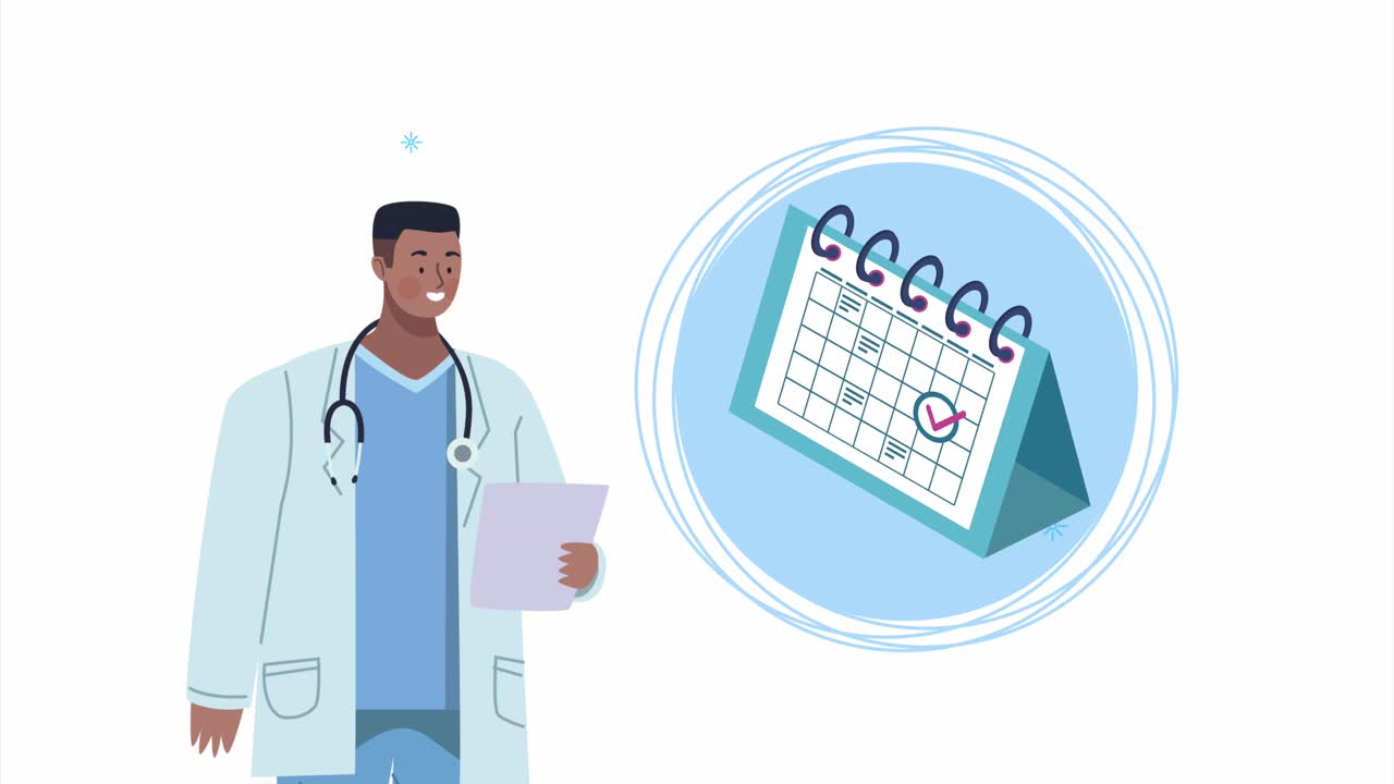 doctor with calendar reminder animation