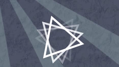 animation of white triangle rotating grey stripes moving in hypnotic motion in seamless loop
