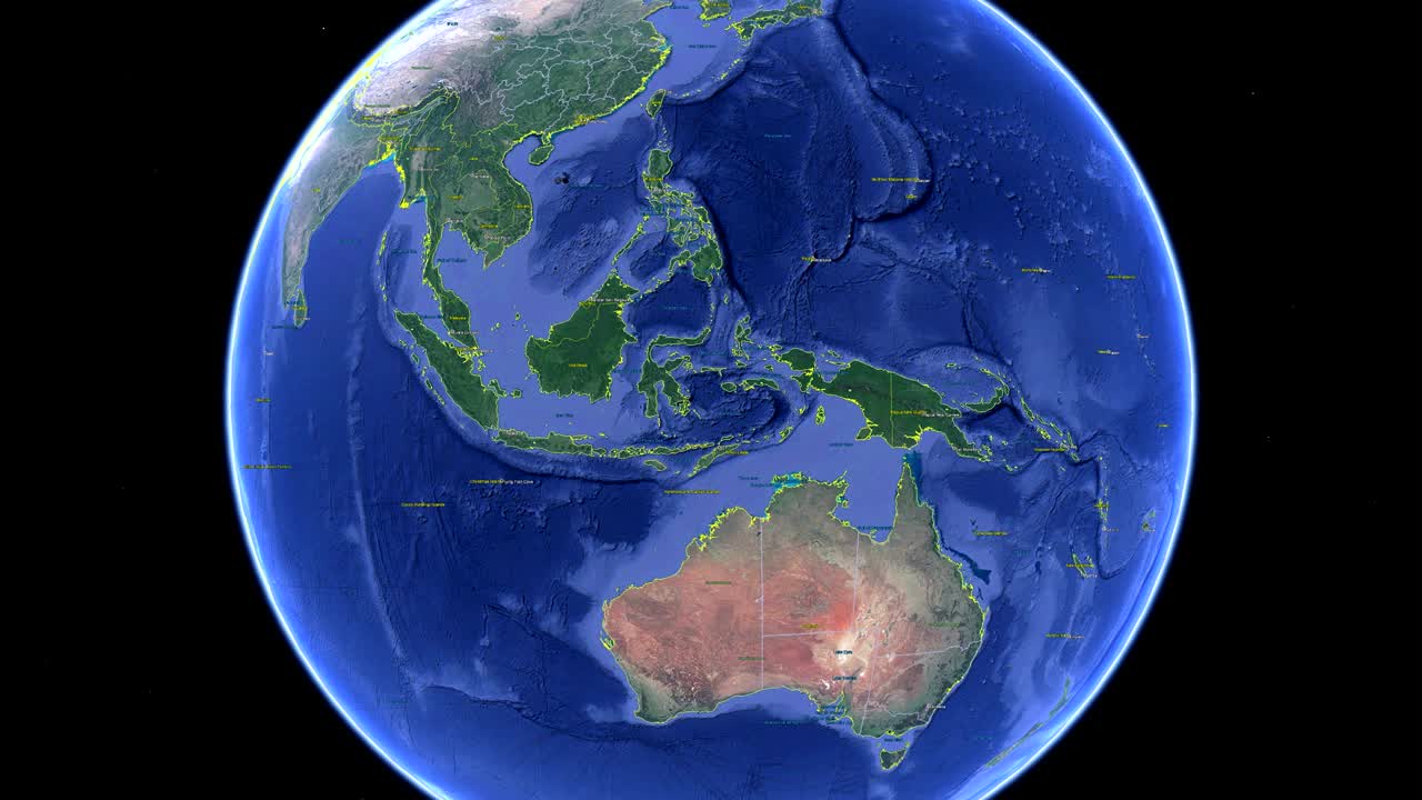 파푸아 뉴기니의 발과 함께 우주에서 3d 지구 - 파푸아뉴기니 외부로 확대