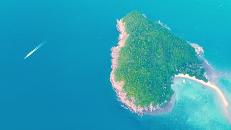 Koh-Ma-Push-In-of-Mae-Haad-Beach-Aerial-Drone-View-Tropical-Island-Destination-North-Koh-Phangan-Island-Gulf-of-Thailand