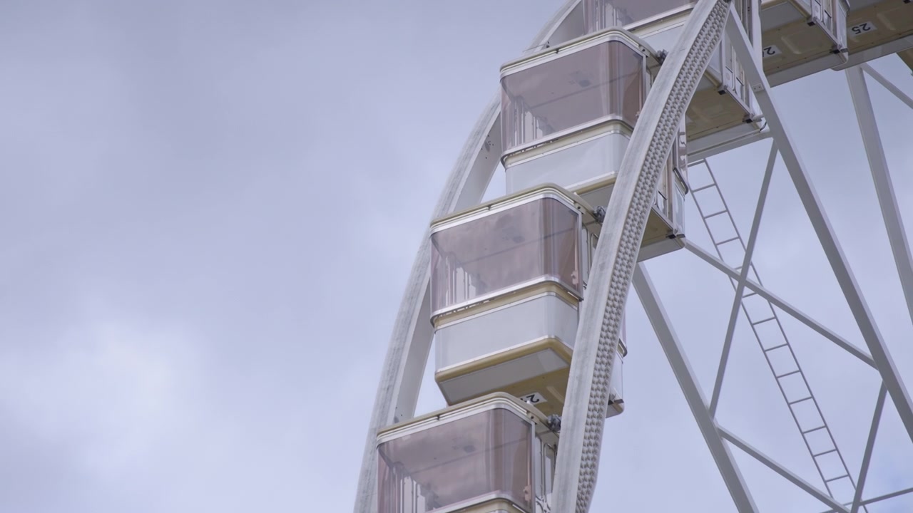 Close up of rotating ferris wheel