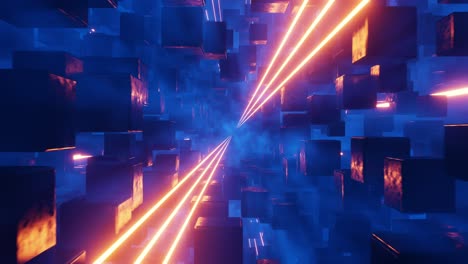 flying in a tunnel of cubes with hyper acceleration. infinitely looped animation.