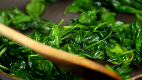 sauteed spinach in a pan