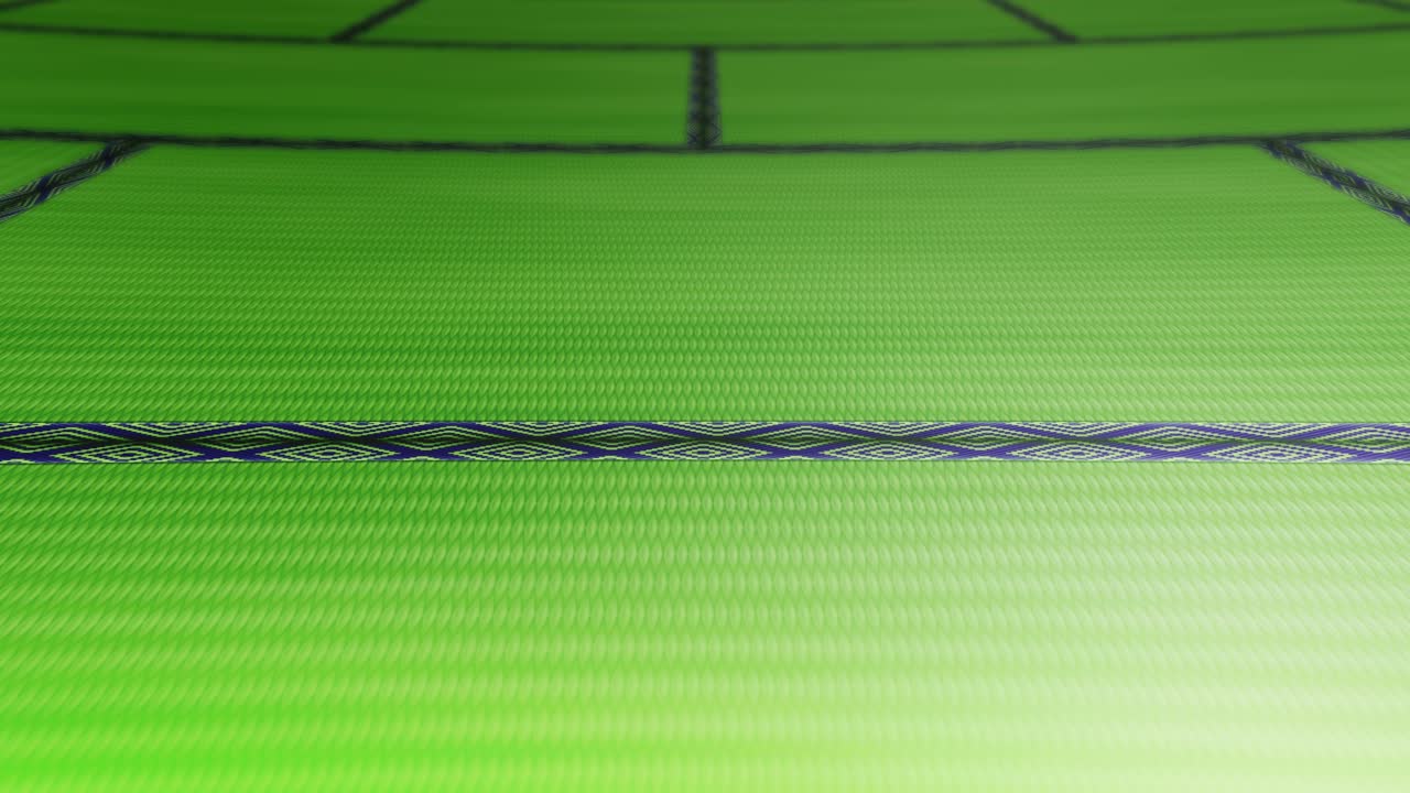 caminar en el piso japonés de tatami con espacio de copia. correr y caminar dar pasos. cerrar el pie del corredor. concepto de desafío de negocios. animación de bucle.