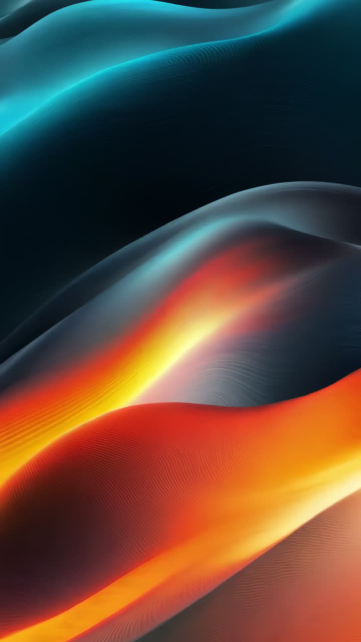 A wave of orange and blue with a dark background. The orange wave is the main focus of the image