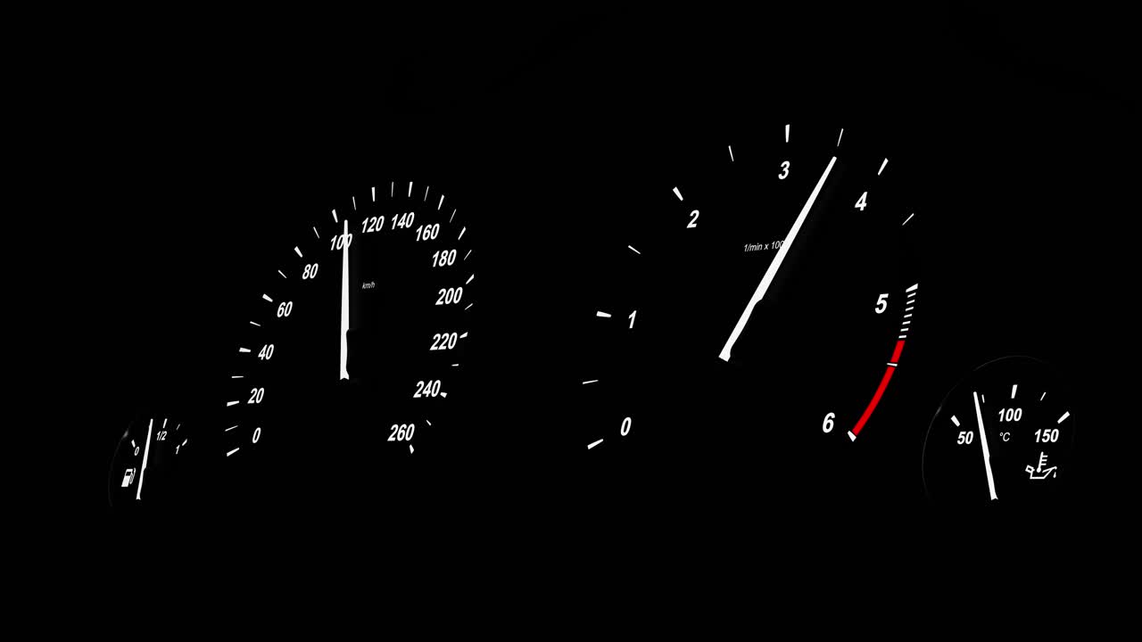 자동차 스피도미터가 속도를 잡습니다.