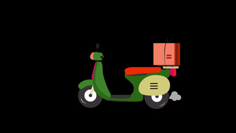 Roller--Oder-Motorrad-Kurier-Lieferservice-Animationsvideo-Transparenter-Hintergrund-Mit-Alphakanal