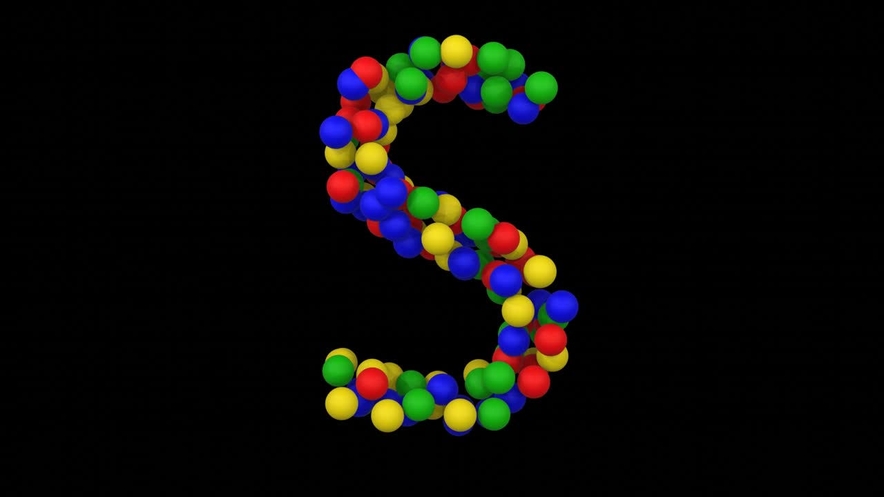 animación de juguete de bola con letra de fuente s