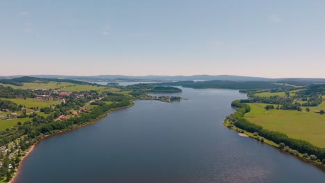 4K-Aerial-Drone-Footage-Of-Lipno-Lake-In-Czechia,-Wide-Shot,-Clear-day,-Europe